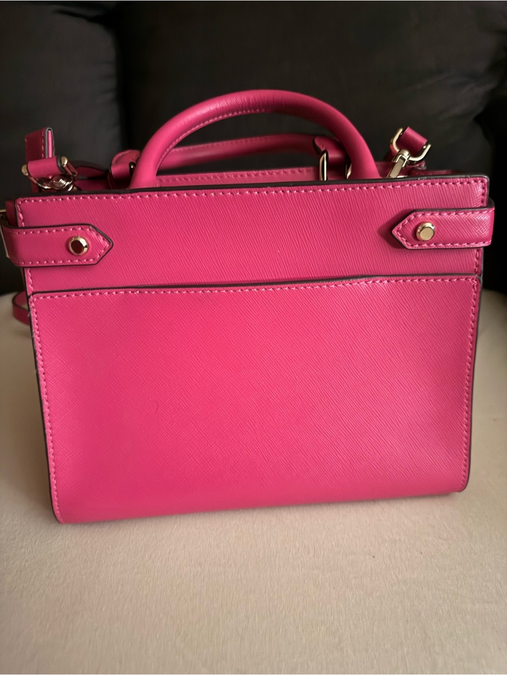 kate spade Bright Pink Leather Satchel with Crossbody Strap - Picture 6 of 13
